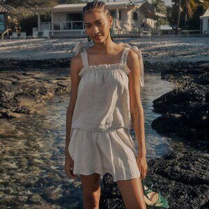 NWT J.Crew Smocked Linen Relaxed Mini Skirt XL